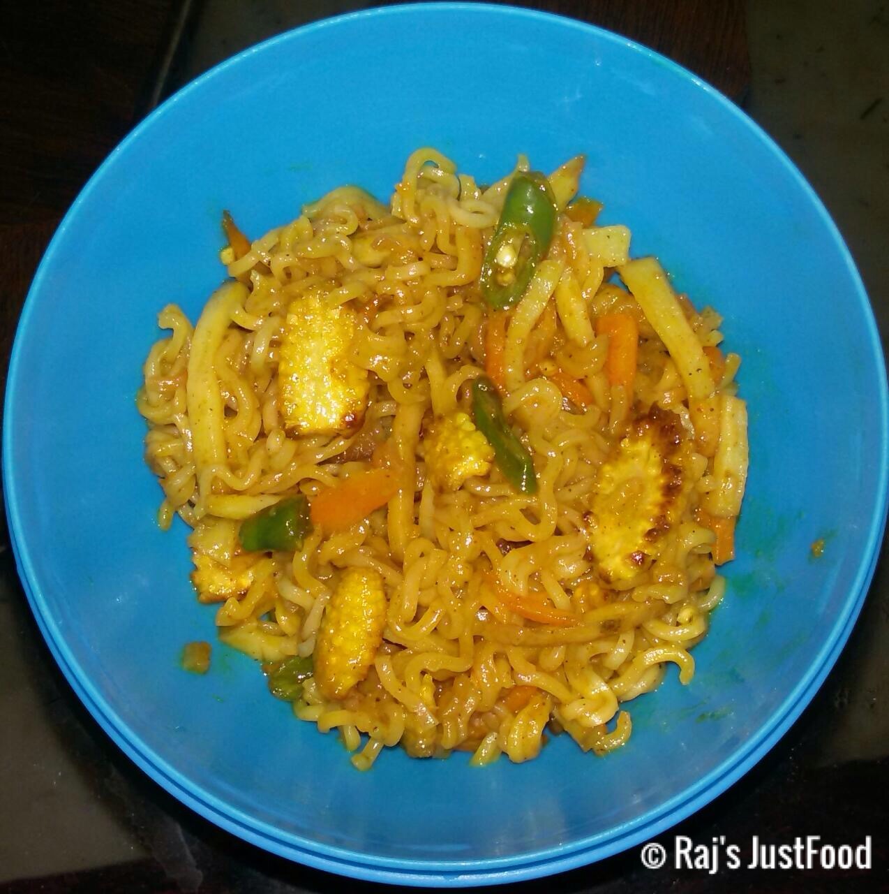 Veg Fried Maggi Noodles Healthy Maggi recipe Raj's JustFood